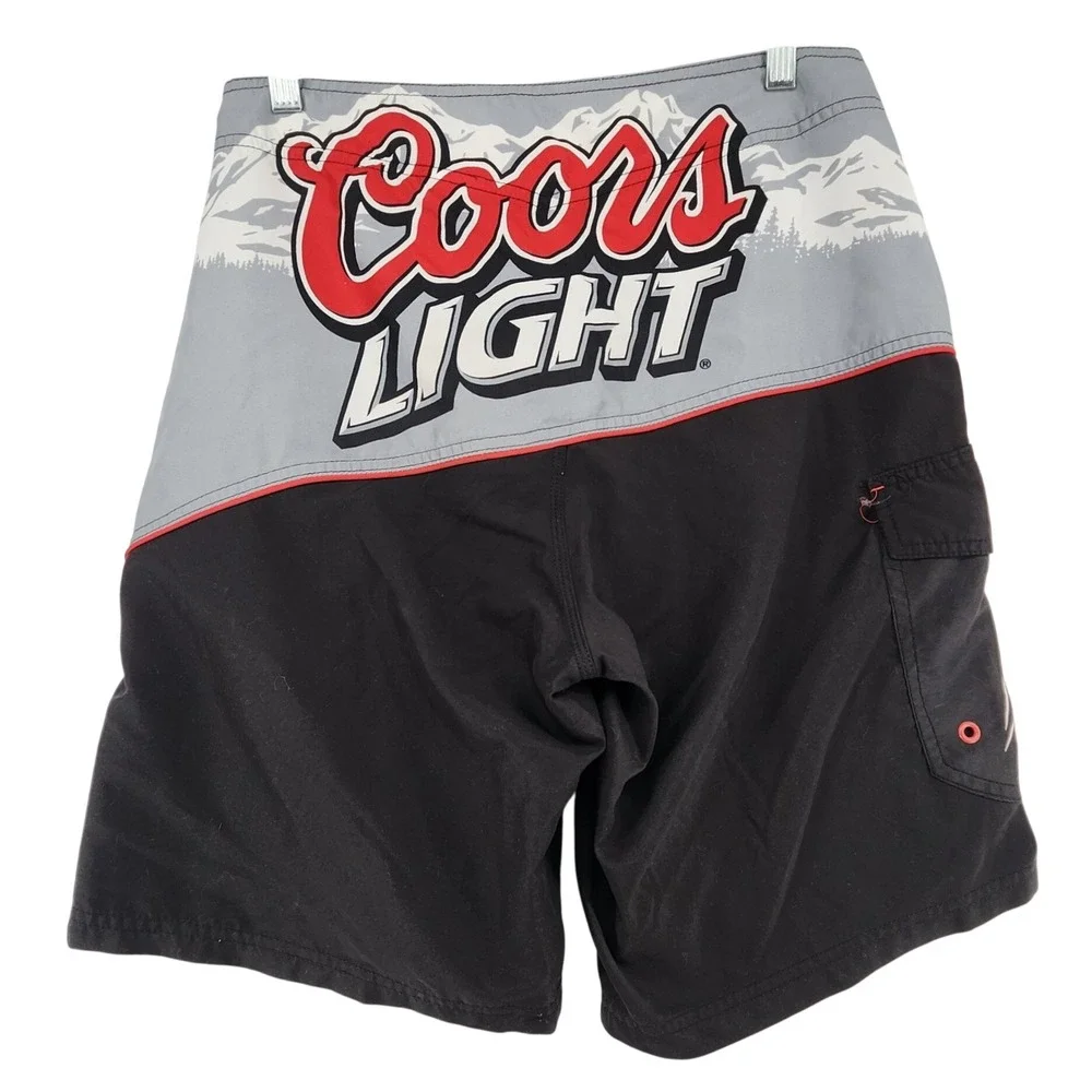 Coors Light 30 Black Grey Board Shorts Beer Logo Swim Trunks Beach Gorpcore